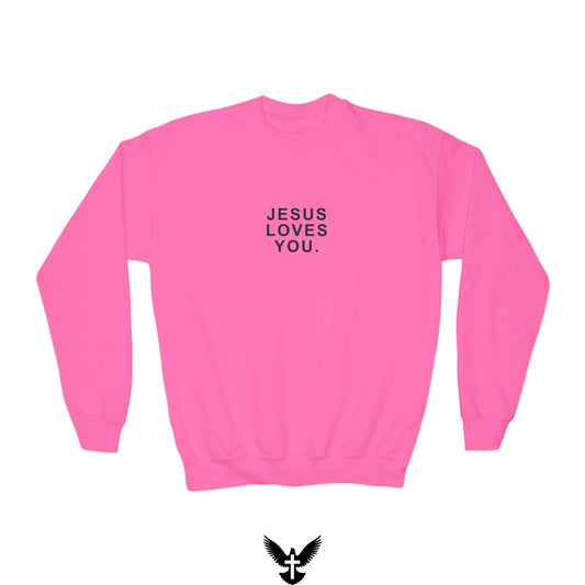 ‘Jesus Loves You’ Youth Crewneck Sweatshirt