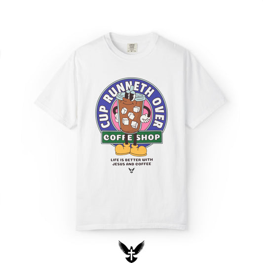 Cup Runneth Over Coffee Shop Tee